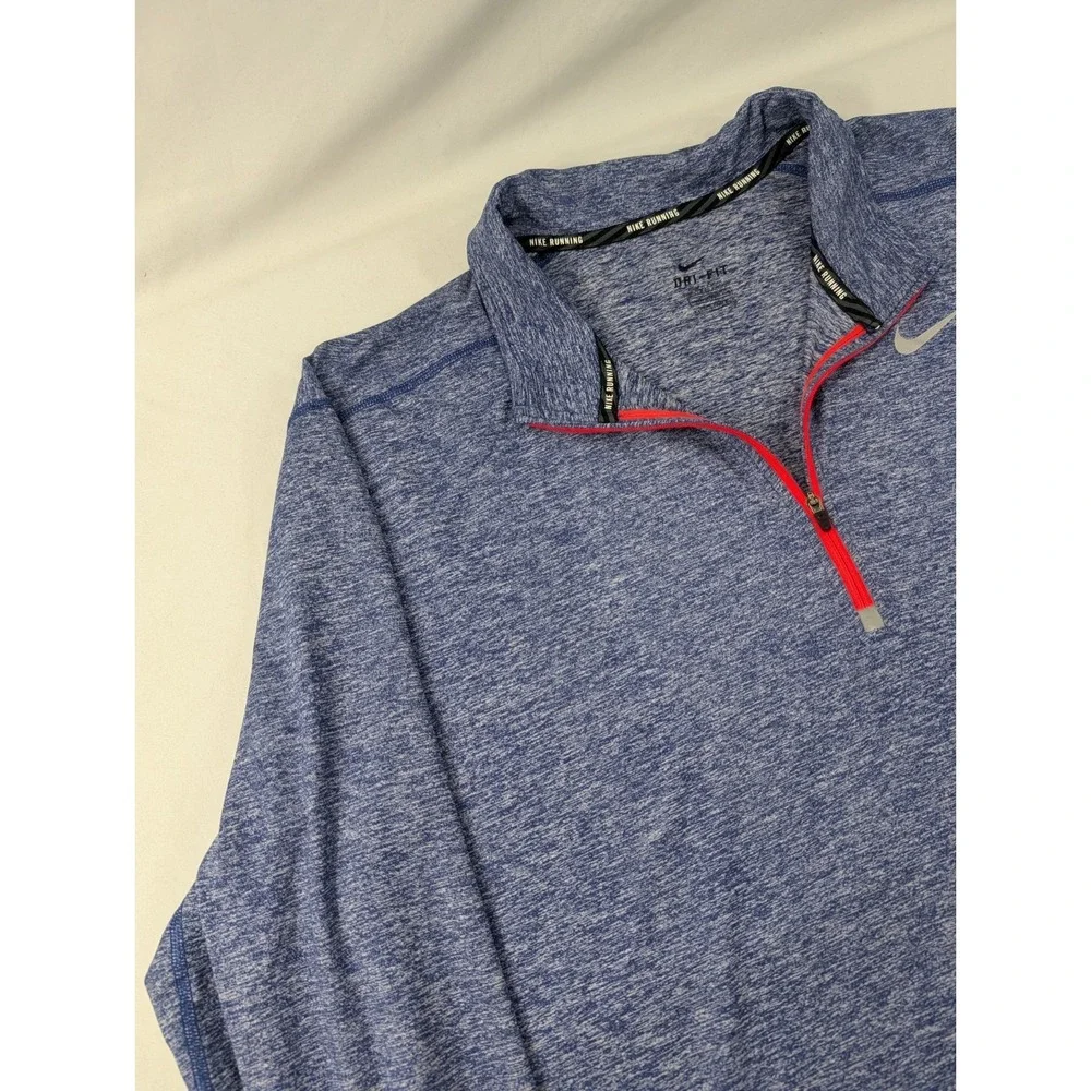 Nike Dri-FIT Running 1/4 Zip Pullover Blue Heather Men's 2XL Wicking